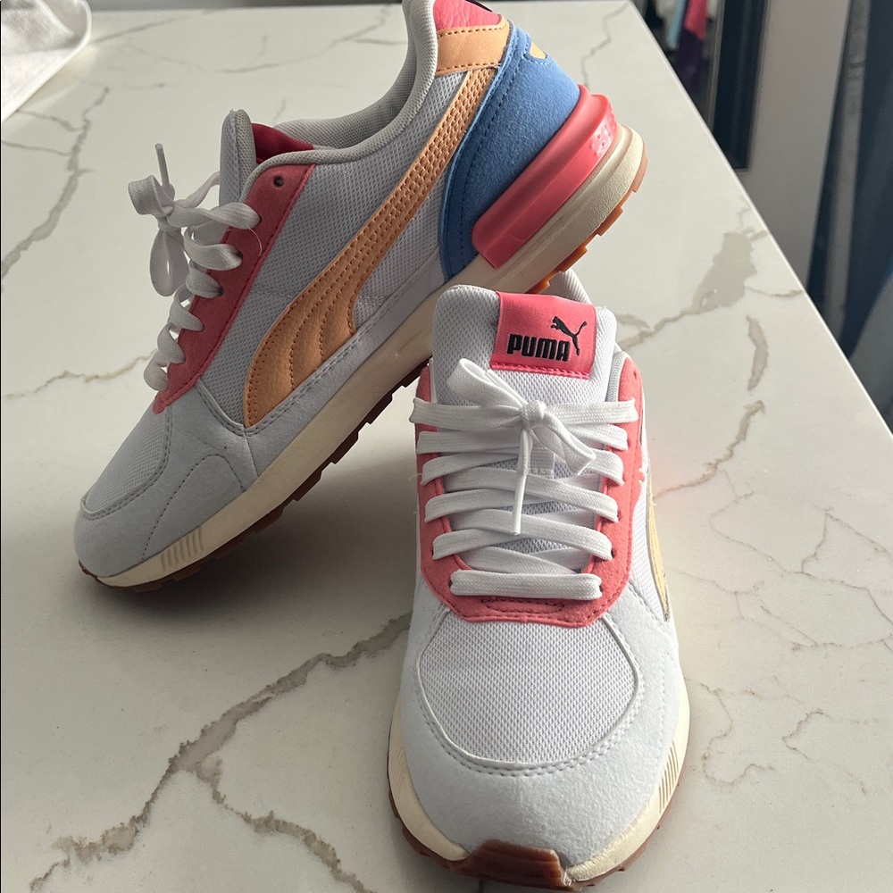 Puma White and Pink Athletic Shoes